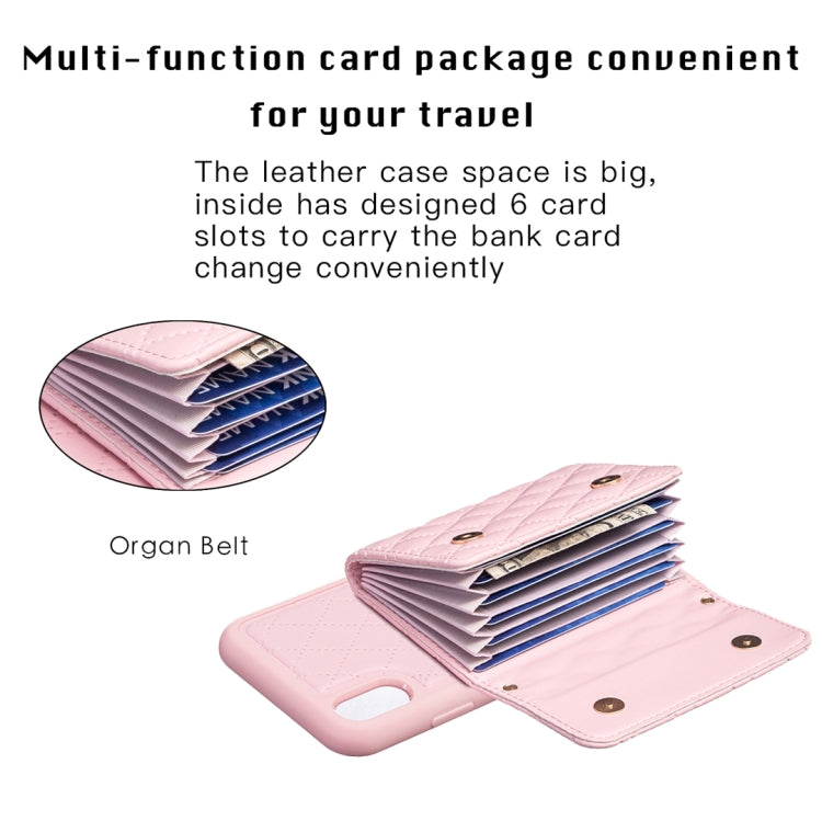 For iPhone XR Horizontal Wallet Rhombic Leather Phone Case