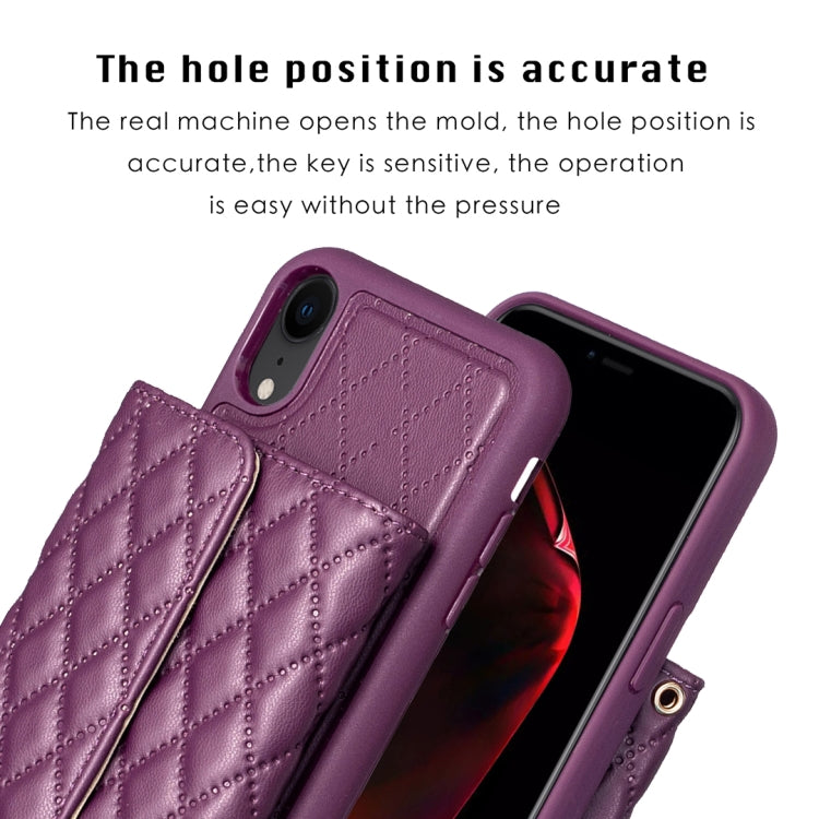For iPhone XR Horizontal Wallet Rhombic Leather Phone Case