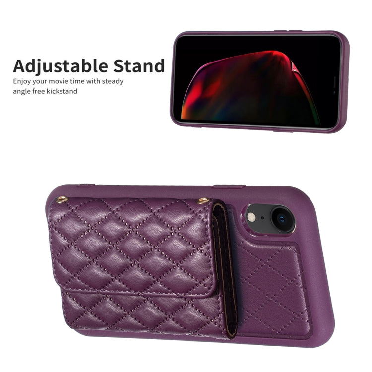 For iPhone XR Horizontal Wallet Rhombic Leather Phone Case