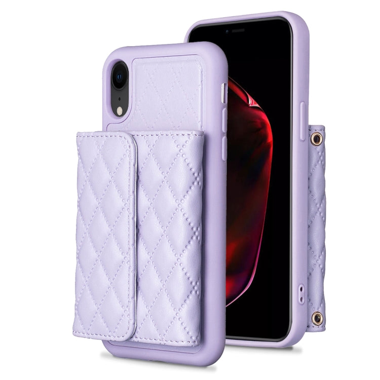 For iPhone XR Horizontal Wallet Rhombic Leather Phone Case