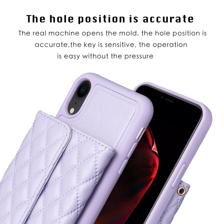 For iPhone XR Horizontal Wallet Rhombic Leather Phone Case