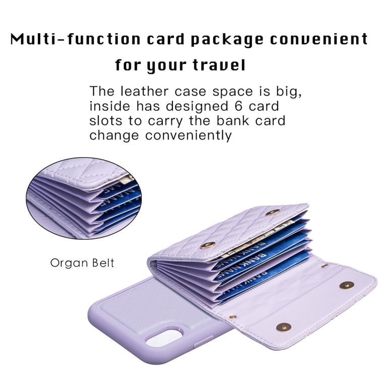 For iPhone XR Horizontal Wallet Rhombic Leather Phone Case