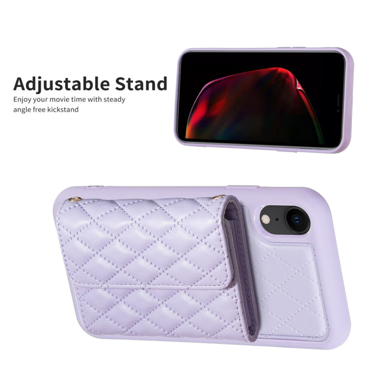 For iPhone XR Horizontal Wallet Rhombic Leather Phone Case