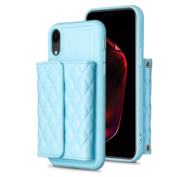 For iPhone XR Horizontal Wallet Rhombic Leather Phone Case