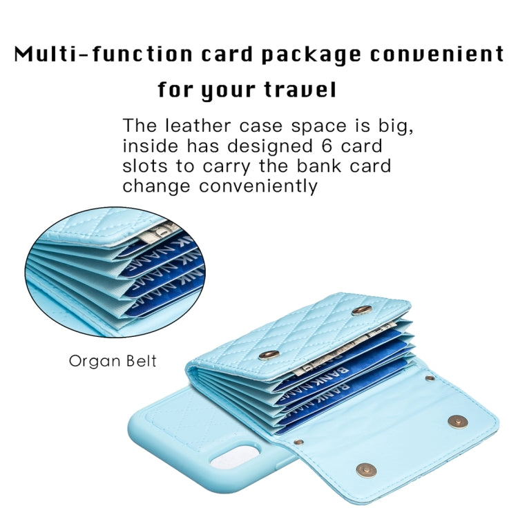 For iPhone XR Horizontal Wallet Rhombic Leather Phone Case