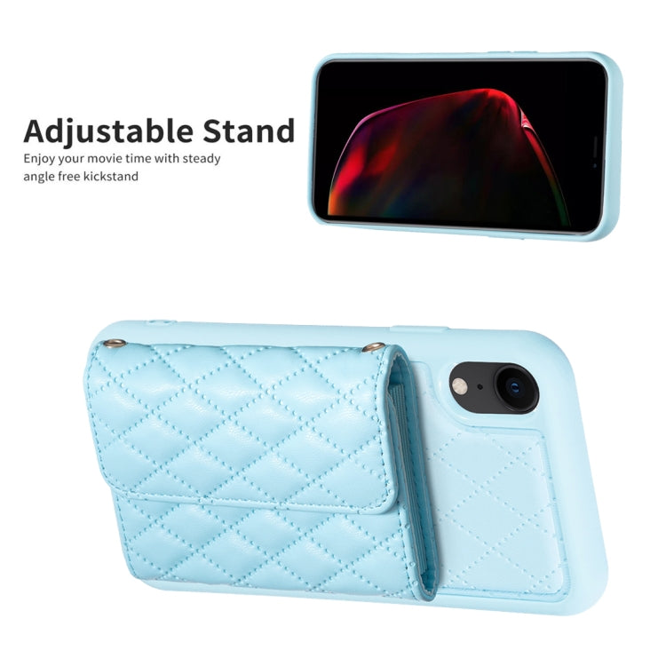 For iPhone XR Horizontal Wallet Rhombic Leather Phone Case