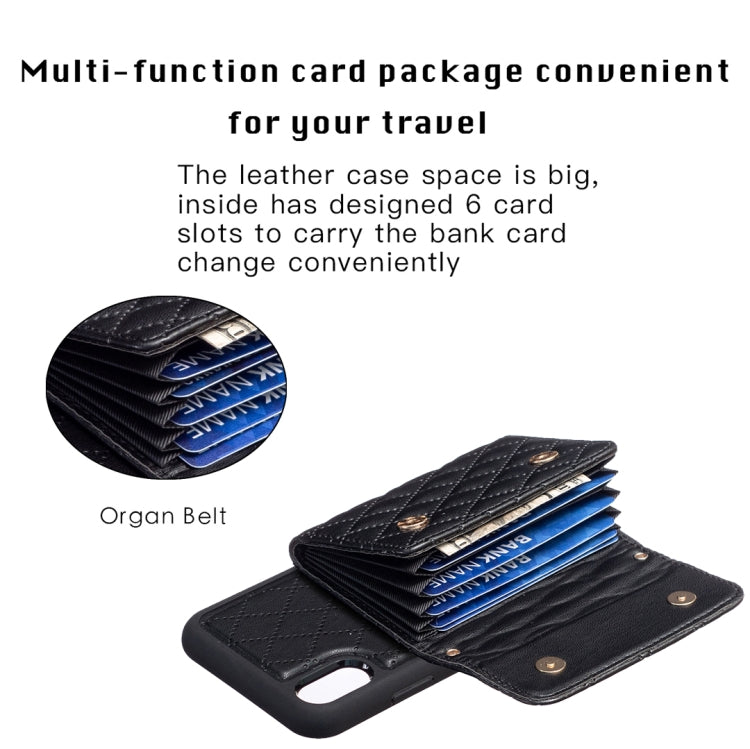 For iPhone XR Horizontal Wallet Rhombic Leather Phone Case