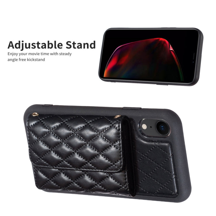 For iPhone XR Horizontal Wallet Rhombic Leather Phone Case