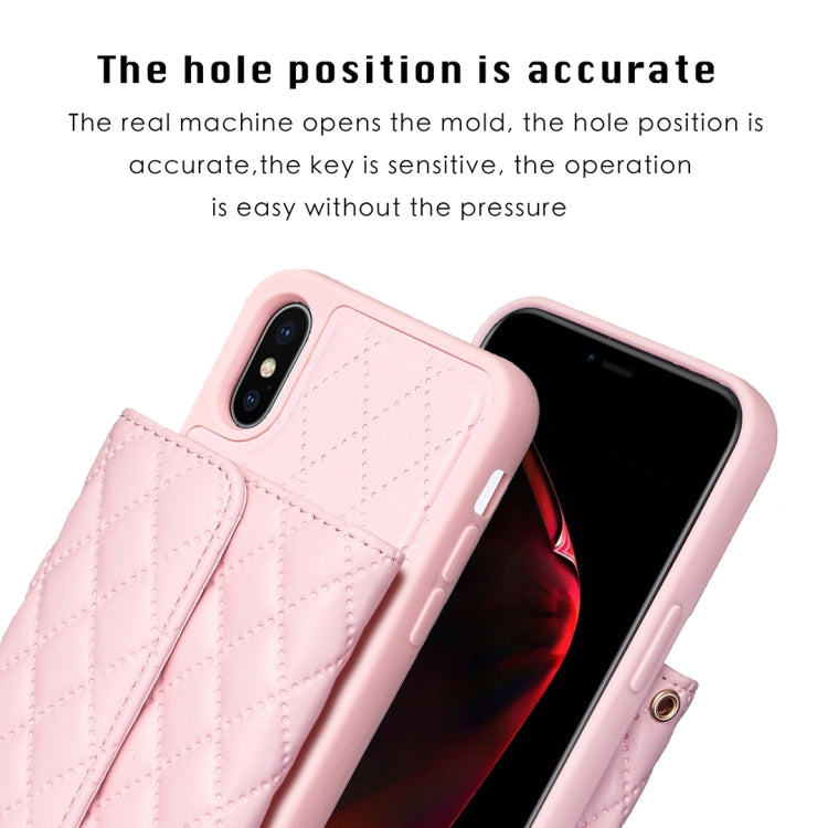 For iPhone XS Max Horizontal Wallet Rhombic Leather Phone Case