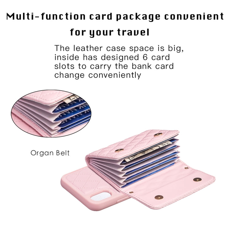 For iPhone XS Max Horizontal Wallet Rhombic Leather Phone Case