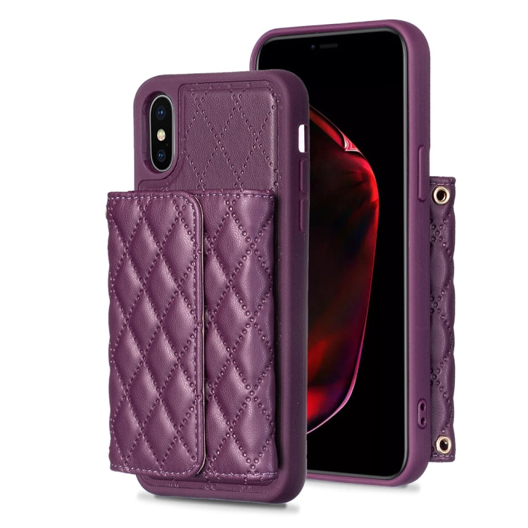 For iPhone XS Max Horizontal Wallet Rhombic Leather Phone Case