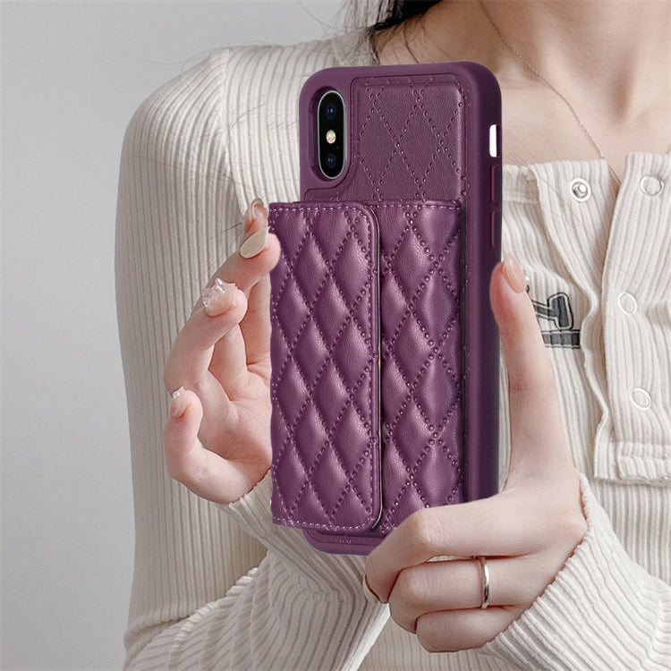 For iPhone XS Max Horizontal Wallet Rhombic Leather Phone Case