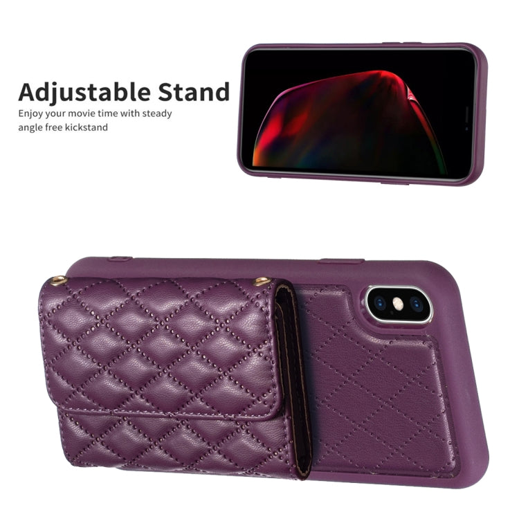 For iPhone XS Max Horizontal Wallet Rhombic Leather Phone Case