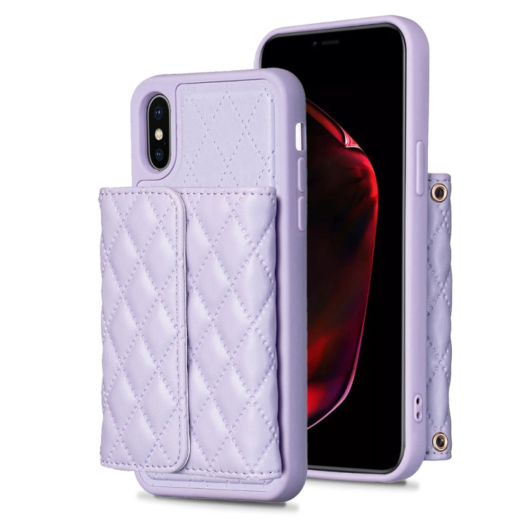 For iPhone XS Max Horizontal Wallet Rhombic Leather Phone Case