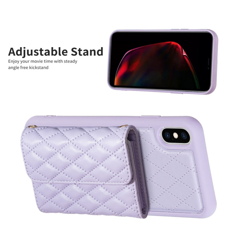 For iPhone XS Max Horizontal Wallet Rhombic Leather Phone Case