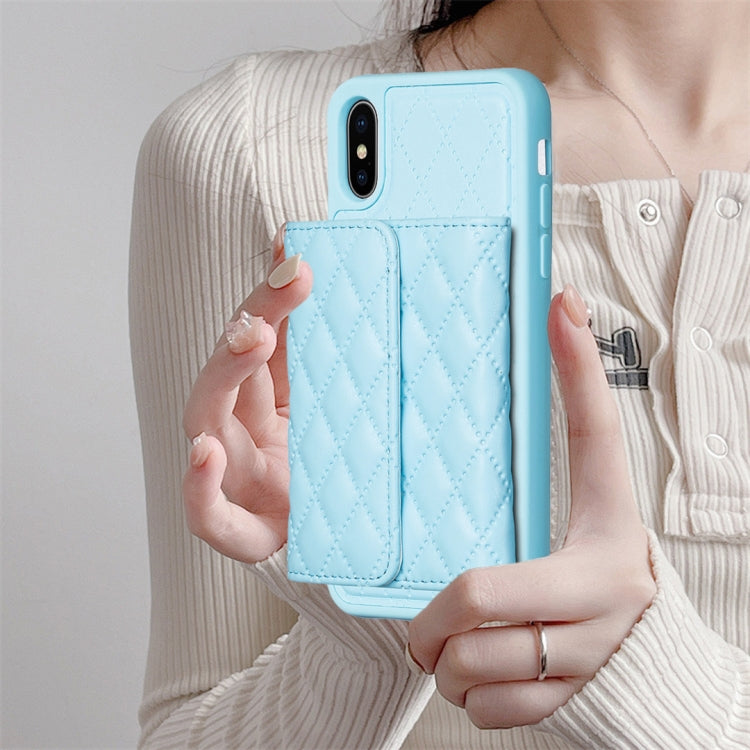 For iPhone XS Max Horizontal Wallet Rhombic Leather Phone Case