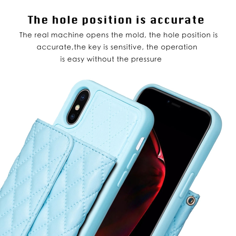 For iPhone XS Max Horizontal Wallet Rhombic Leather Phone Case