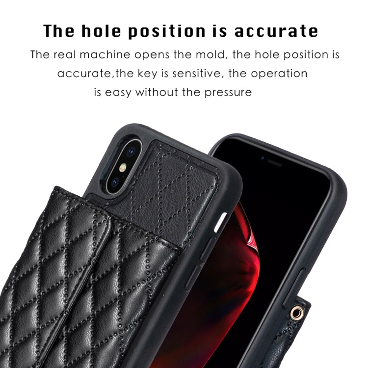 For iPhone XS Max Horizontal Wallet Rhombic Leather Phone Case