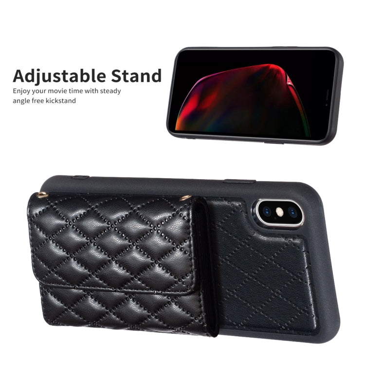 For iPhone XS Max Horizontal Wallet Rhombic Leather Phone Case