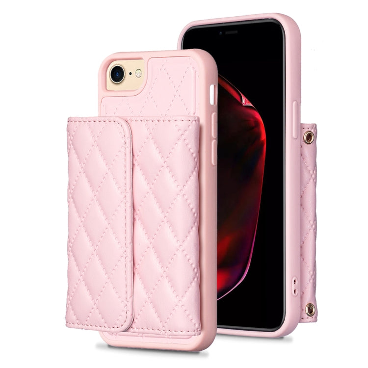 For iPhone SE 2022 / SE 2020 / 7 / 8 Horizontal Wallet Rhombic Leather Phone Case