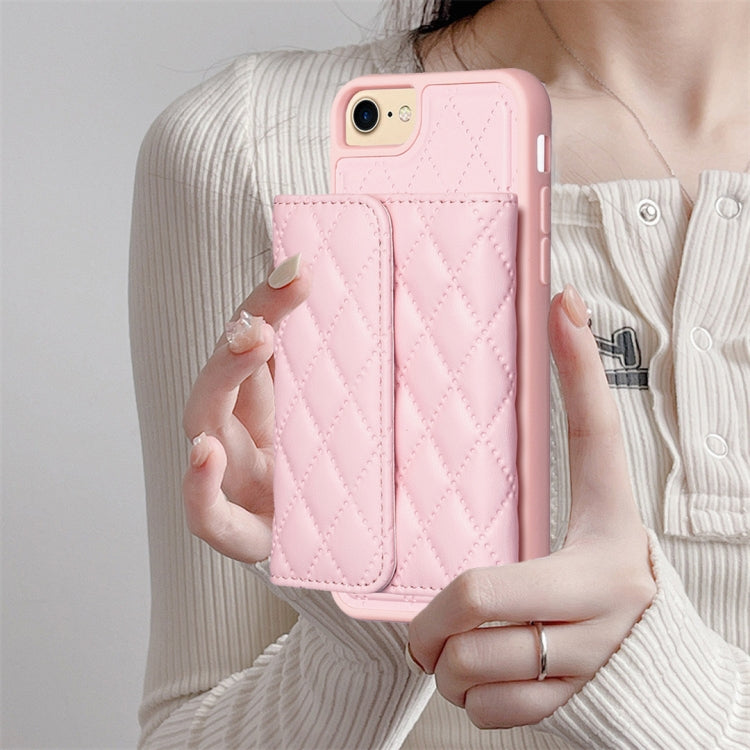 For iPhone SE 2022 / SE 2020 / 7 / 8 Horizontal Wallet Rhombic Leather Phone Case