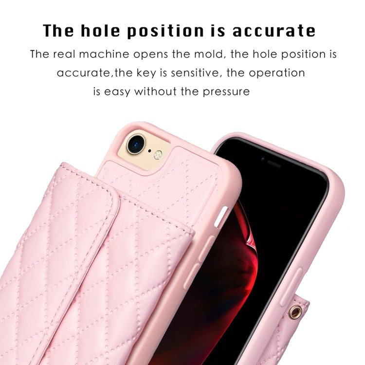 For iPhone SE 2022 / SE 2020 / 7 / 8 Horizontal Wallet Rhombic Leather Phone Case