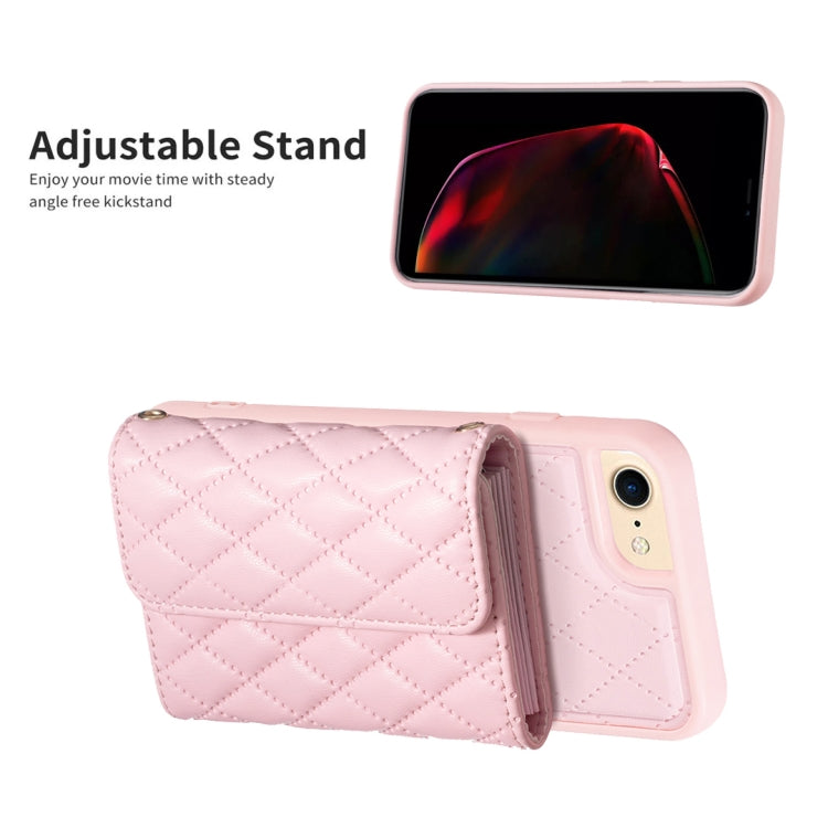 For iPhone SE 2022 / SE 2020 / 7 / 8 Horizontal Wallet Rhombic Leather Phone Case