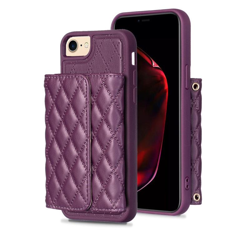 For iPhone SE 2022 / SE 2020 / 7 / 8 Horizontal Wallet Rhombic Leather Phone Case