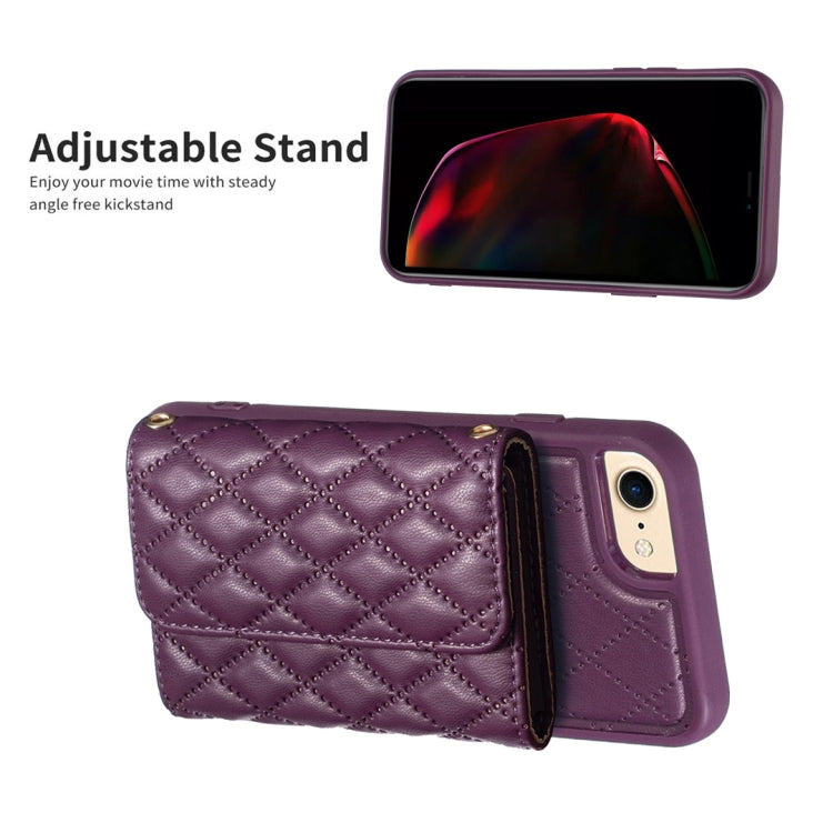 For iPhone SE 2022 / SE 2020 / 7 / 8 Horizontal Wallet Rhombic Leather Phone Case