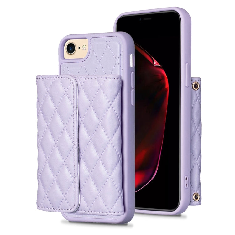 For iPhone SE 2022 / SE 2020 / 7 / 8 Horizontal Wallet Rhombic Leather Phone Case