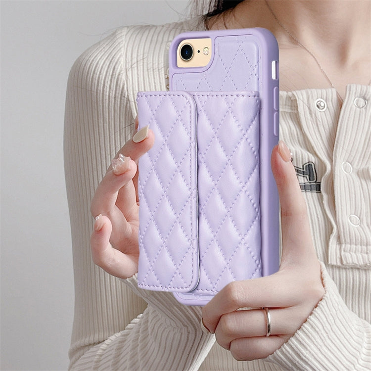For iPhone SE 2022 / SE 2020 / 7 / 8 Horizontal Wallet Rhombic Leather Phone Case