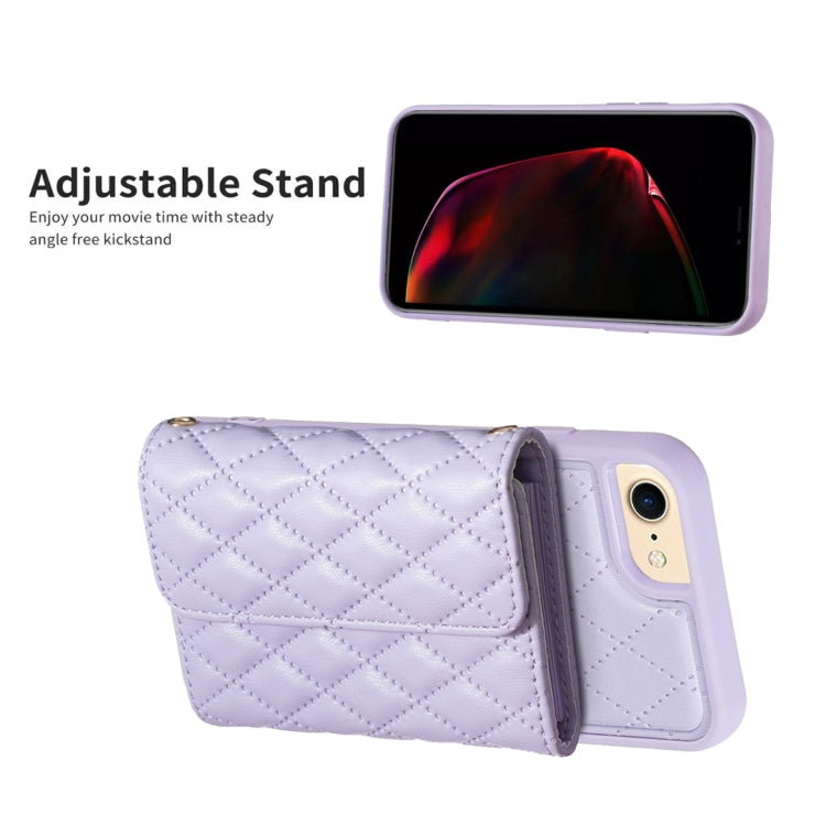 For iPhone SE 2022 / SE 2020 / 7 / 8 Horizontal Wallet Rhombic Leather Phone Case