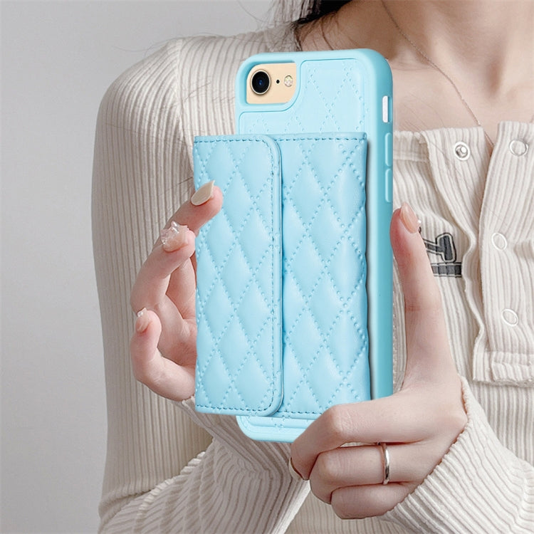 For iPhone SE 2022 / SE 2020 / 7 / 8 Horizontal Wallet Rhombic Leather Phone Case