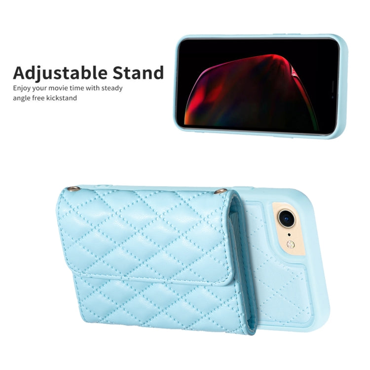 For iPhone SE 2022 / SE 2020 / 7 / 8 Horizontal Wallet Rhombic Leather Phone Case