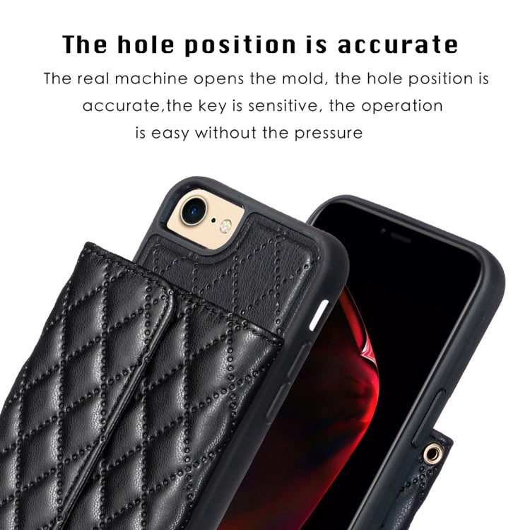 For iPhone SE 2022 / SE 2020 / 7 / 8 Horizontal Wallet Rhombic Leather Phone Case