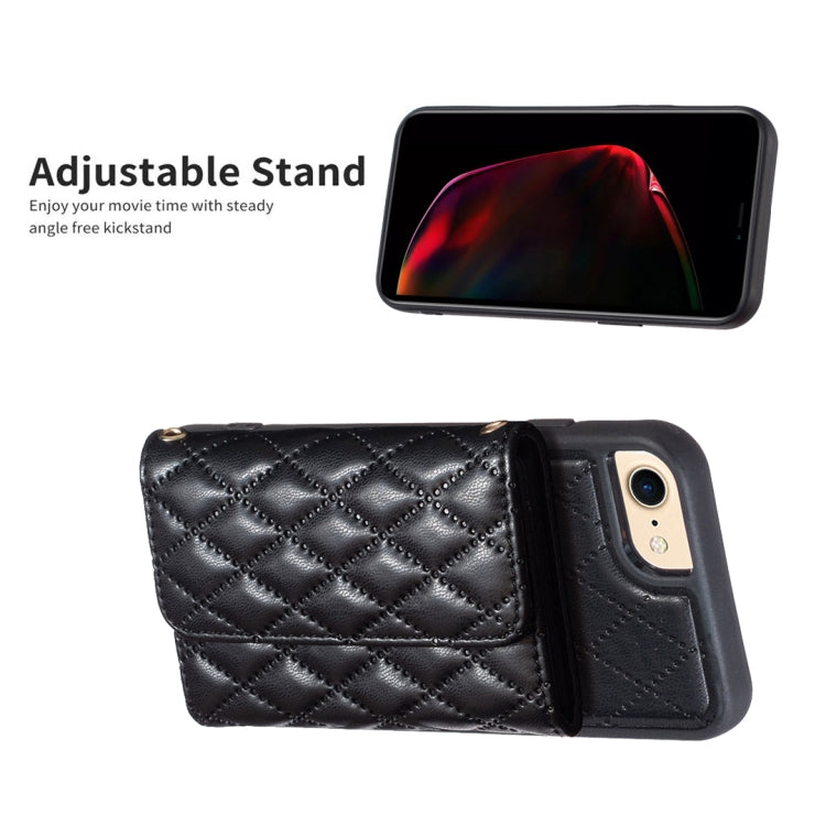 For iPhone SE 2022 / SE 2020 / 7 / 8 Horizontal Wallet Rhombic Leather Phone Case