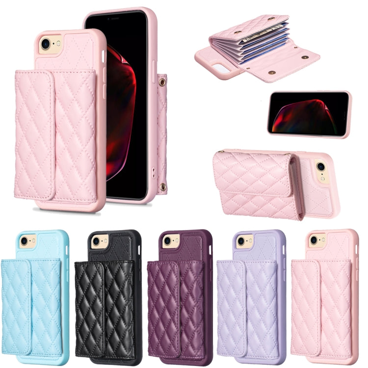 For iPhone SE 2022 / SE 2020 / 7 / 8 Horizontal Wallet Rhombic Leather Phone Case