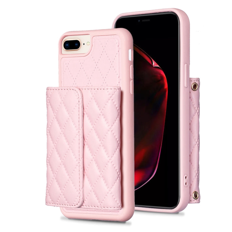 For iPhone 7 Plus / 8 Plus Horizontal Wallet Rhombic Leather Phone Case