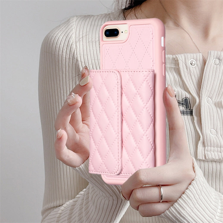 For iPhone 7 Plus / 8 Plus Horizontal Wallet Rhombic Leather Phone Case