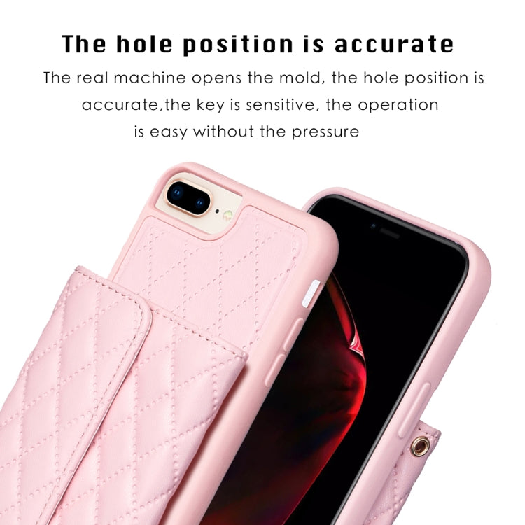 For iPhone 7 Plus / 8 Plus Horizontal Wallet Rhombic Leather Phone Case