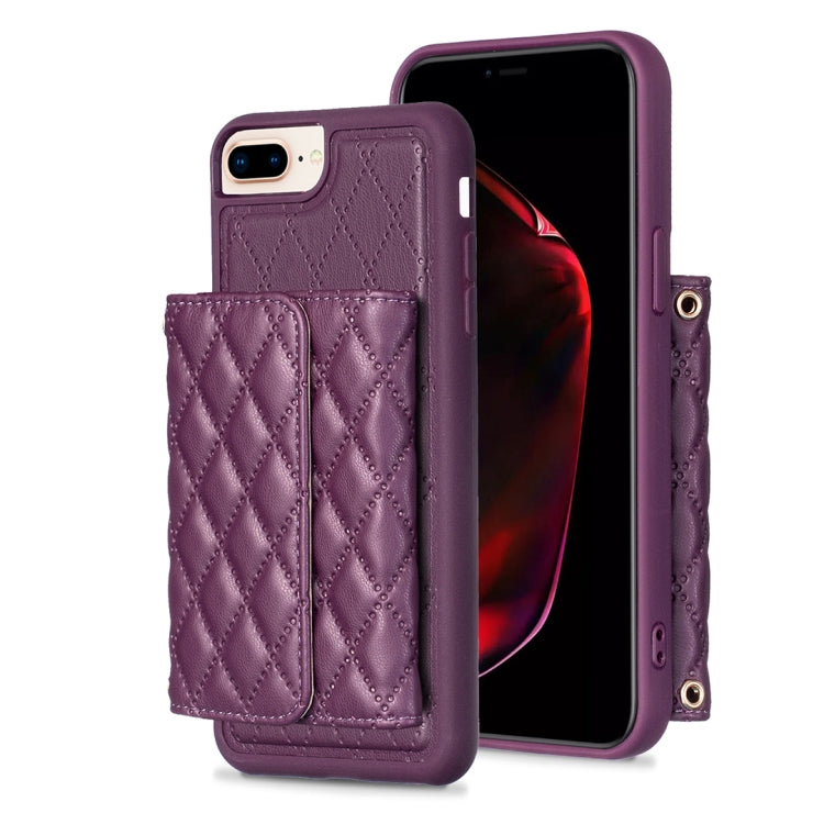 For iPhone 7 Plus / 8 Plus Horizontal Wallet Rhombic Leather Phone Case