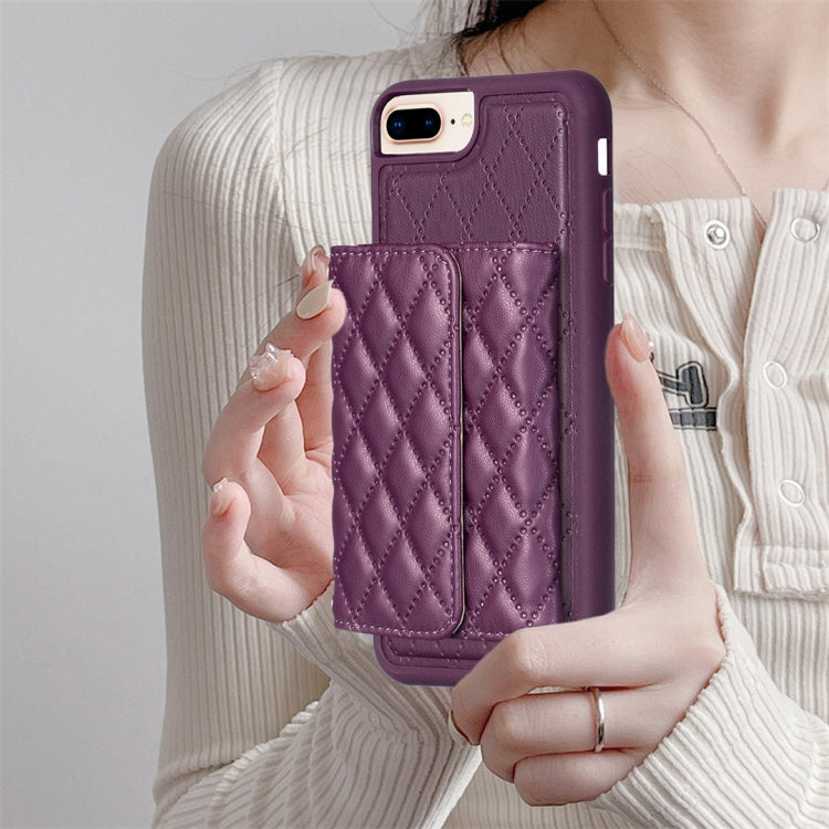 For iPhone 7 Plus / 8 Plus Horizontal Wallet Rhombic Leather Phone Case