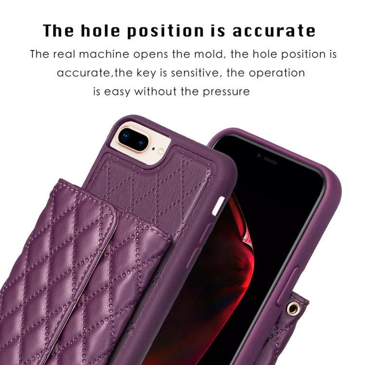 For iPhone 7 Plus / 8 Plus Horizontal Wallet Rhombic Leather Phone Case