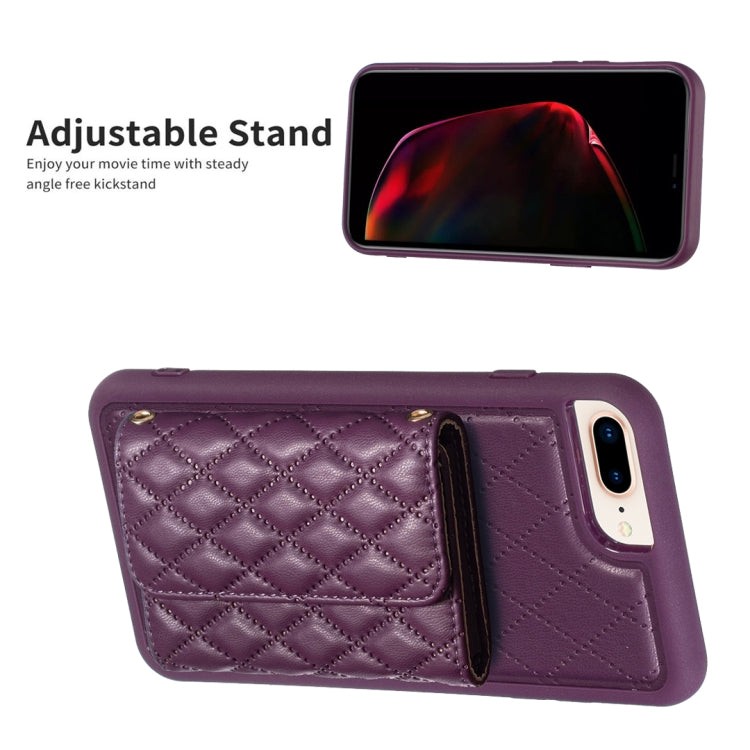For iPhone 7 Plus / 8 Plus Horizontal Wallet Rhombic Leather Phone Case