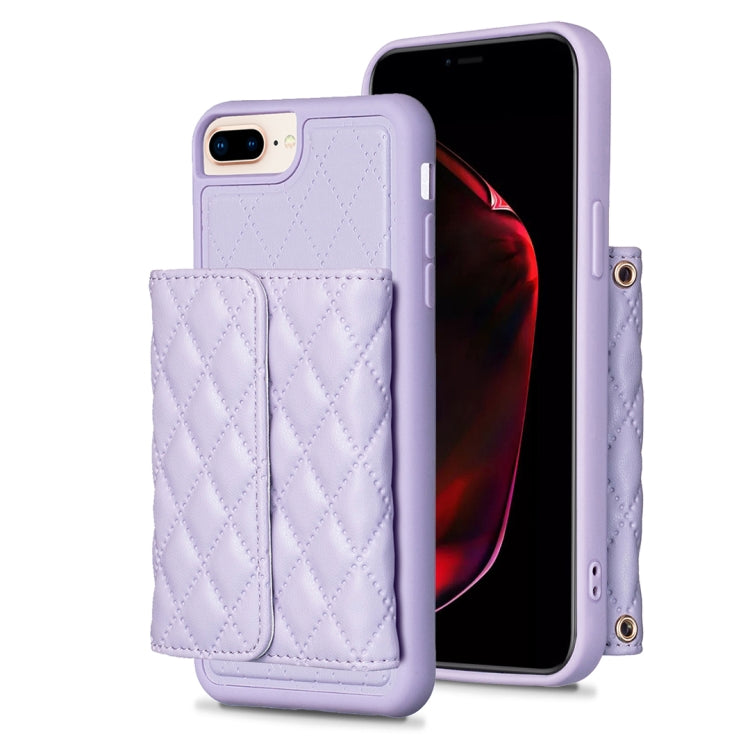For iPhone 7 Plus / 8 Plus Horizontal Wallet Rhombic Leather Phone Case