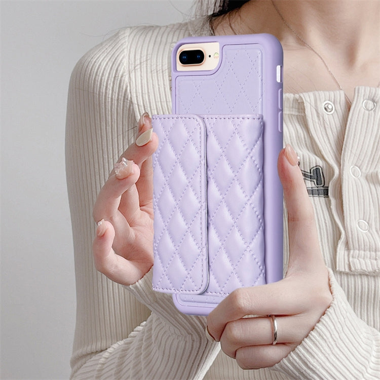 For iPhone 7 Plus / 8 Plus Horizontal Wallet Rhombic Leather Phone Case
