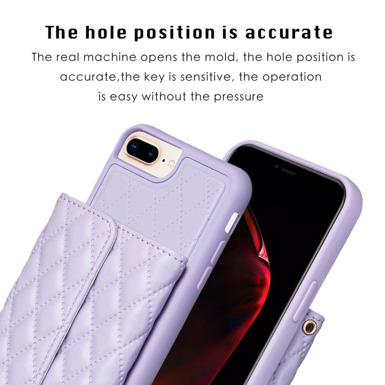 For iPhone 7 Plus / 8 Plus Horizontal Wallet Rhombic Leather Phone Case