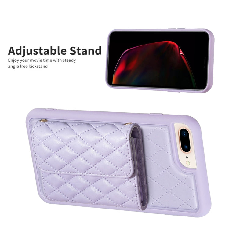 For iPhone 7 Plus / 8 Plus Horizontal Wallet Rhombic Leather Phone Case