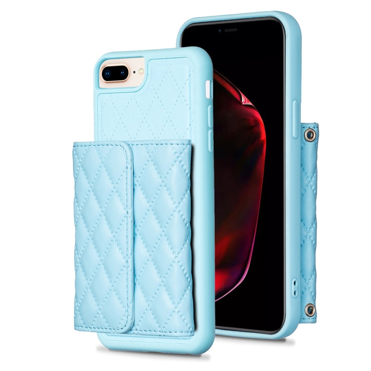 For iPhone 7 Plus / 8 Plus Horizontal Wallet Rhombic Leather Phone Case