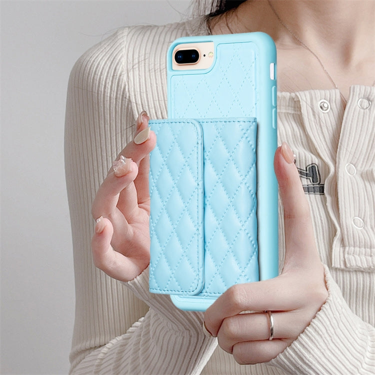 For iPhone 7 Plus / 8 Plus Horizontal Wallet Rhombic Leather Phone Case